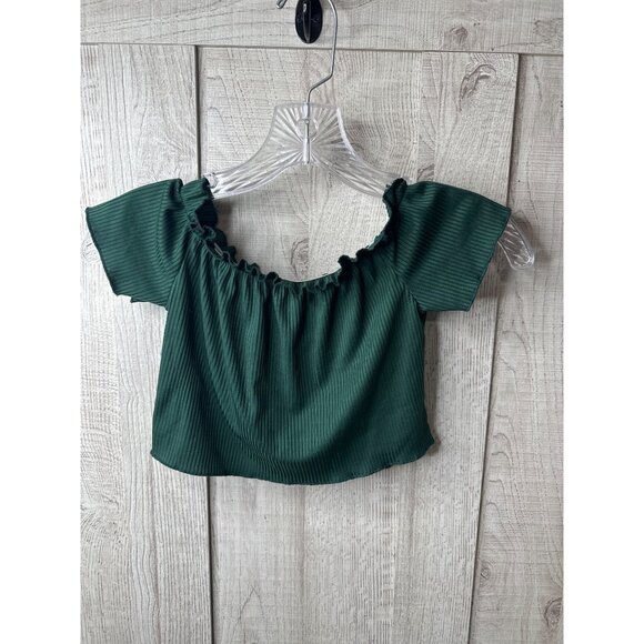 Girls 2-Piece Green Off-Shoulder Top & Floral Shorts Set Size 11-12Y Summer - Picture 3 of 10